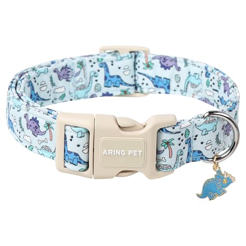 ARING PET Hundehalsband, Niedliches Dinosaurier-Hundehalsband mit Schnellverschluss aus Kunststoffschnalle, Bequemes Halsband aus Baumwolle für Jungen und Mädchen Hunde ARING PET Hundehalsband, Niedliches Dinosaurier-Hundehalsband mit Schnellverschluss aus Kunststoffschnalle, Bequemes Halsband aus Baumwolle für Jungen und Mädchen Hunde von ARING PET