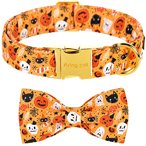 ARING PET Hundehalsband-Süßes Halloween-Hundehalsband mit Schleife, verstellbare Kürbis Fliege Hundehalsbänder Geschenke für kleine mittlere große Jungen und Mädchen Hunde von ARING PET