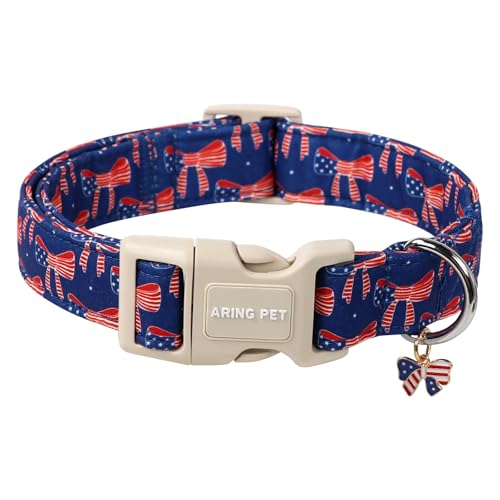 ARING PET Hundehalsband mit Schleife, patriotisches Hundehalsband, verstellbar, amerikanische Flagge, Welpenhalsband mit Schnellverschluss-Schnalle ARING PET Hundehalsband mit Schleife, patriotisches Hundehalsband, verstellbar, amerikanische Flagge, Welpenhalsband mit Schnellverschluss-Schnalle von ARING PET