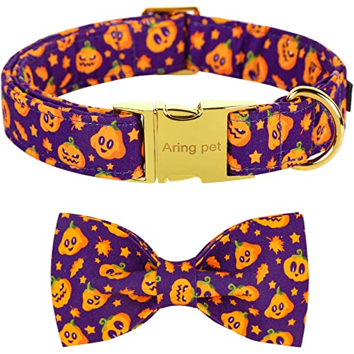 ARING PET Hundehalsband mit Schleife-Halloween Kürbis Fliege Hundehalsbänd, Verstellbare Violett Halsband Fliege mit Metallschnalle für Kleine Mittlere Große Hunde ARING PET Hundehalsband mit Schleife-Halloween Kürbis Fliege Hundehalsbänd, Verstellbare Violett Halsband Fliege mit Metallschnalle für Kleine Mittlere Große Hunde von ARING PET