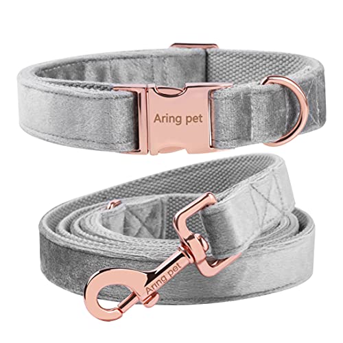 ARING PET Hundehalsband und Leine, Samt, weiches Hundehalsband und Leine, verstellbare Halsbänder für Hunde von ARING PET