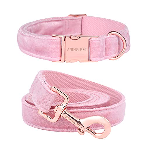 ARING PET Hundehalsband und Leine Set, Velvet Hundehalsband, Hundehalsband und Leine, verstellbares Hundehalsband für kleine mittelgroße Hunde. von ARING PET