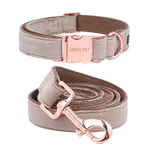 ARING PET Hundehalsband und Leine Set, Velvet Hundehalsband, Hundehalsband und Leine, verstellbares Hundehalsband für kleine mittelgroße Hunde. von ARING PET