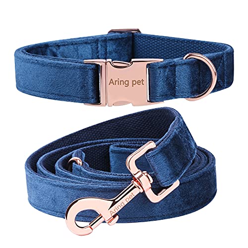 ARING PET Hundehalsband und Leinenset, Samthundehalsband und Leine, weiche, bequeme und verstellbare Hundehalsbänder für kleine mittelgroße Hunde. von ARING PET