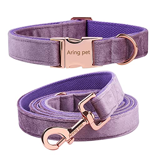 ARING PET Hundehalsband und Leinenset, Samthundehalsband und Leine, weiche, bequeme und verstellbare Hundehalsbänder für kleine mittelgroße Hunde. von ARING PET