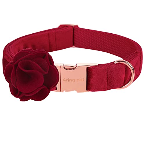 ARING PET Samt-Hundehalsband, Bezauberndes Weihnachts-Hundehalsband mit Filzblume, Bequeme rote Mädchen-Hundehalsbänder mit Metallschnalle für kleine, mittelgroße und große Hunde ARING PET Samt-Hundehalsband, Bezauberndes Weihnachts-Hundehalsband mit Filzblume, Bequeme rote Mädchen-Hundehalsbänder mit Metallschnalle für kleine, mittelgroße und große Hunde von ARING PET