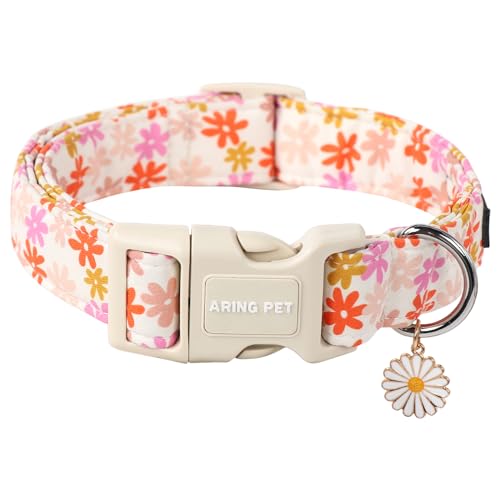 ARING PET Sommer-Hundehalsband, niedliches Hundehalsband für kleine Hunde, verstellbar, Baumwolle, Sonnenblumen-Haustierhalsband, Welpenhalsband für kleine, mittelgroße und große Hunde von ARING PET