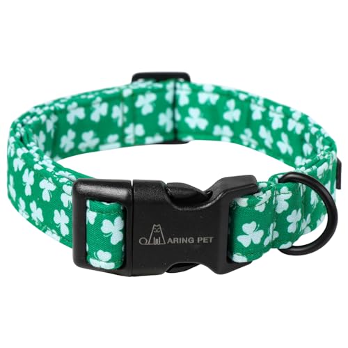 ARING PET St. Patrick's Day Hundehalsband, niedliches Kleeblatt, verstellbar, Baumwolle, Kleeblatt, Haustierhalsband, Trefoil Welpenhalsbänder mit Schnellverschluss-Schnalle von ARING PET