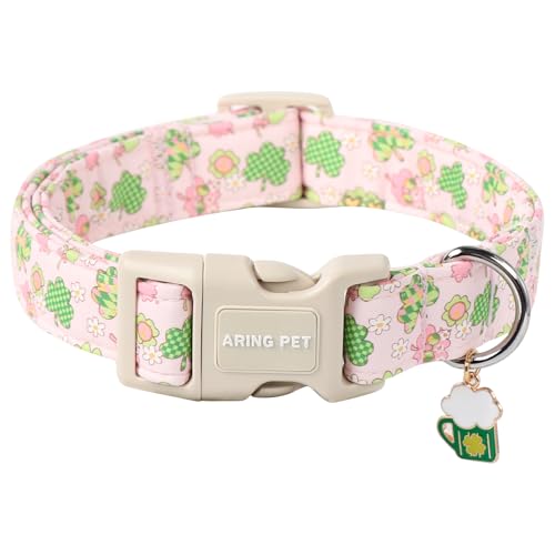 ARING PET St. Patrick's Day Hundehalsband, süßes rosa Kleeblatt, verstellbares Kleeblatt-Haustierhalsband, Trefoil-Welpenhalsband mit Schnellverschluss-Schnalle für Mädchen und Jungen von ARING PET