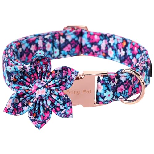 ARING PET Summer Dog Collar-Cute Blossoms Hundehalsband mit Blume, verstellbares Mädchen-Hundehalsband, Welpenhalsbänder mit Metallschnalle für kleine, mittelgroße und große Hunde von ARING PET