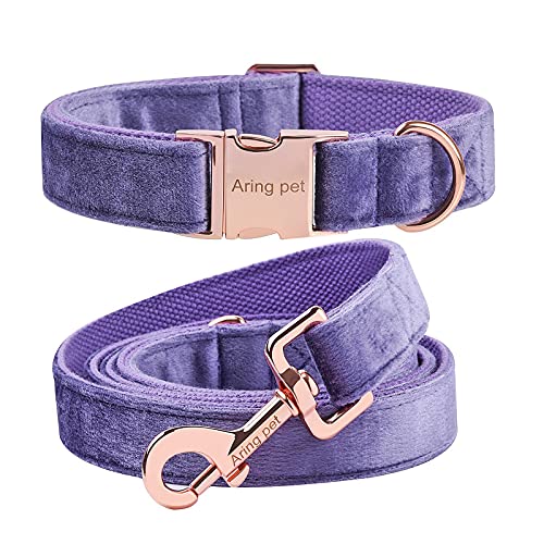 Aring PET Hundehalsband und Leine, Samt, weiches Violettes Hundehalsband und Leine, verstellbare Halsbänder für Hunde von ARING PET