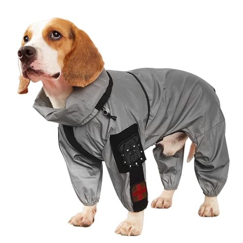 ARIOU Hunderegenanzug, wasserdichte Hundejacke mit Beinen, Haustier-Kapuzenponcho, Hunderegen-Abdeckung, leichte Hunderegenjacke, wasserdichter Hunderegenmantel, verstellbare Hunderegenjacke mit für von ARIOU