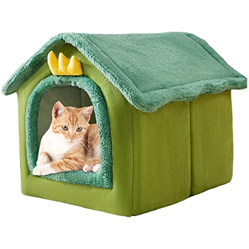 ARIOU Katzenhaus Haustierhaus mit Kissen Indoor Katzenhaus Katzenhöhle Bett Flauschiges Katzenbett Rutschfestes Warmes Schlafbett Haustierunterstand Welpenhütte Nest mit Dach Winter Haustierhaus Hund von ARIOU