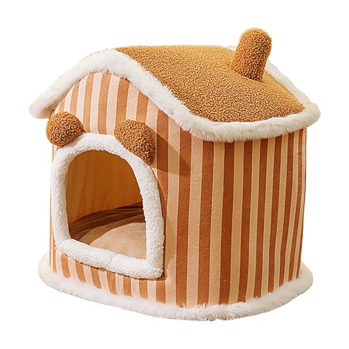 ARIOU Katzenhaus Haustierhaus mit Kissen Indoor Katzenhaus Katzenhöhle Bett Flauschiges Katzenbett Rutschfestes Warmes Schlafbett Haustierunterstand Welpenhütte Nest mit Dach Winter Haustierhaus Hund von ARIOU