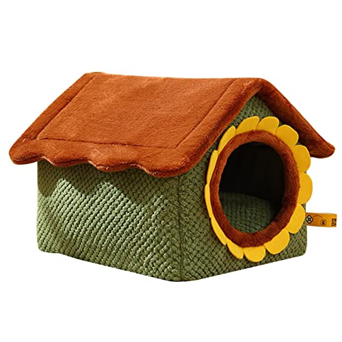 ARIOU Katzenhaus Haustierhaus mit Kissen Indoor Katzenhaus Katzenhöhle Bett Flauschiges Katzenbett Rutschfestes Warmes Schlafbett Haustierunterstand Welpenhütte Nest mit Dach Winter Haustierhaus Hund von ARIOU