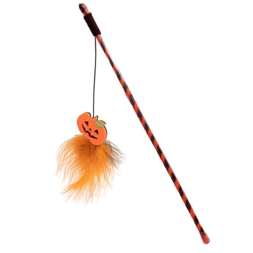 ARIOU Katzenspielzeug Federstab - Kätzchen Spielstock Spielzeug | Halloween Katze Spaß Stick | Holz Spaß Halloween Katzenspielzeug | Indoor Katzen Kätzchen Interaktiver Trainingsstab für Katze, von ARIOU