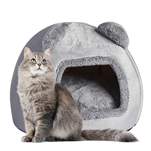 ARIOU Warmes Katzenbett Haus, Katzennest Bett | Panda Ohren Form Warm Katzenbett Höhle Kleine Katze Versteck Bett Katzenhäuser für Indoor-Katzen Weiches Plüsch Winter Haustierbett Gemütlich Für Indoor von ARIOU