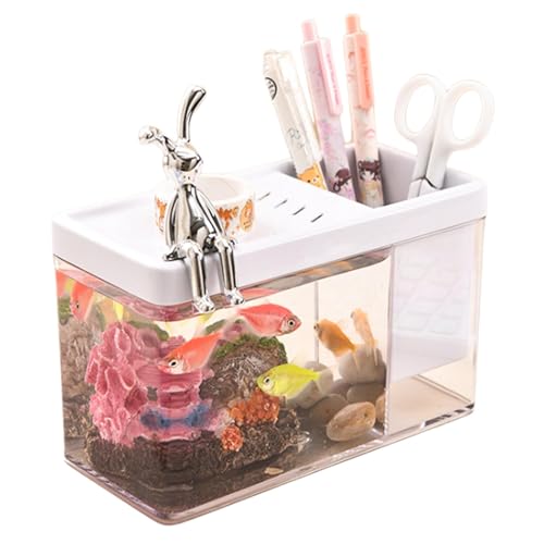 Betta Aquarium | Transparentes Aquarium, kleines Betta-Aquarium, Schreibtisch-Aquarium-Organizer für Garnelen, Betta, kleine Krabben-Lebensräume von ARIOU