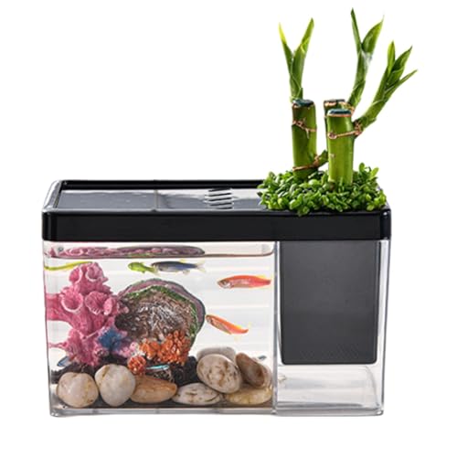 Betta Aquarium | Transparentes Aquarium, kleines Betta-Aquarium, Schreibtisch-Aquarium-Organizer für Garnelen, Betta, kleine Krabben-Lebensräume von ARIOU