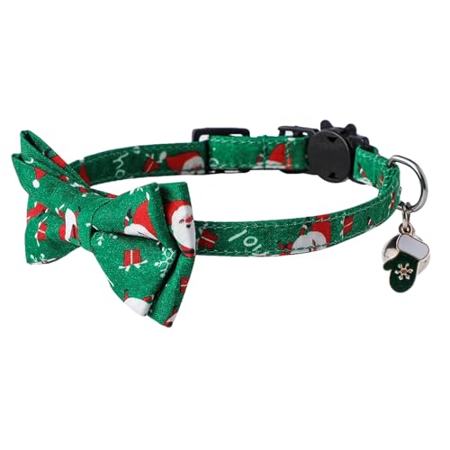 Breakaway Weihnachtshalsband Schneeflocke Schleife Weihnachten Halsbänder Katzenhalsband mit Glocken für Katzen Thanksgiving Day Weihnachten Kätzchen Halloween Katze von ARIOU