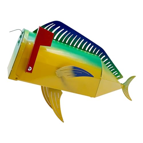 Fisch Briefkasten, Metall Fisch Briefkasten Lustiger Briefkasten Tier Briefkasten Brief Delfin Briefkasten Wiederverwendbarer Bunter Fisch Kunstwerk Briefkasten für Outdoor, Parks, Gärten von ARIOU