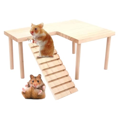 Hamsterkäfig-Plattform mit Beinen, Hamster-Kletterleiter, Spielzeug, Holz, Hamsterleiter, Spielplatz für Käfig von ARIOU