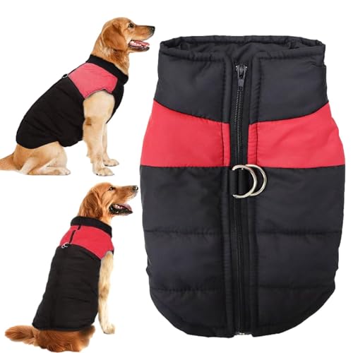 Haustier-Skianzug, Winterweste, wasserdichte Hundeweste, winddichte Polyesterjacke, dicker, warmer Mantel, Weste, Haustierkleidung für Welpen, kleine, mittelgroße und große Hunde, mit Zugang zu Leinen von ARIOU