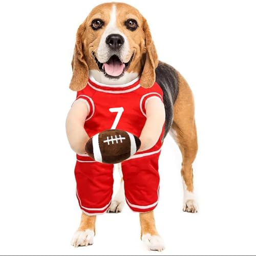 Hunde-Basketball-Kostüm mit Ball, Haustier-Sport-Basketball-Kostüm mit Ball, Halteball, Hunde-Basketball-Trikot, lustige, verstellbare Träger, Haustiersport-Trikot für kleine und mittelgroße von ARIOU