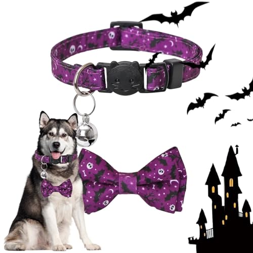 Hundehalsband – Halloween-Hundehalsband, leuchtendes Hundehalsband, verstellbare Hundehalsbänder mit abnehmbarer Fliege, Hundebekleidungszubehör für Fotografie, Hochzeit, Zuhause, Spazierengehen, von ARIOU