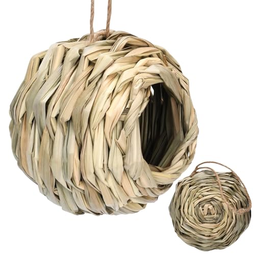 Stroh-Vogelhaus – 6 cm Stroh-Vogelhaus mit Öffnung, Stroh-Vogelhaus-Nest, Naturfaser, gemütlich, umweltfreundliches Stroh-Vogelhaus, Ruheplatz für mittelgroße Papageien, Vogelnest von ARIOU