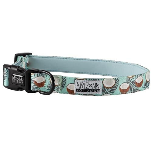 Halsband Nylon mit Neopren | Arizona Hotdogs Hundehalsband Coconut Kokosnuss-Muster Hellblau | L von ARIZONA HOT DOGS