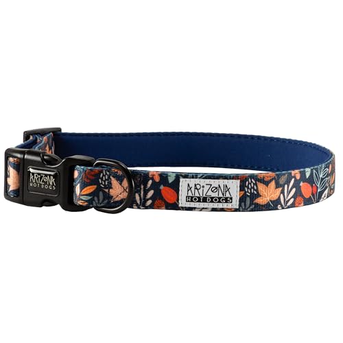 Halsband Nylon mit Neopren | Arizona Hotdogs Hundehalsband Fall in Love Blattmuster Farbig | L von ARIZONA HOT DOGS