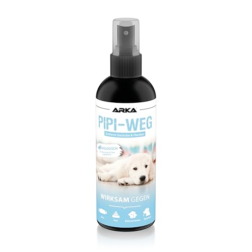 ARKA PIPI-Weg Hund - 100 ml - Effektiver Flecken- und Geruchsentferner, beseitigt Hundeurin, KOT, Erbrochenes & Speichel auf Teppichen und Polstern nachhaltig. von ARKA