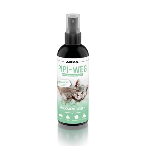 ARKA PipiWeg Katze - 100 ml - Effektiver Flecken- und Geruchsentferner, beseitigt Katzenurin, Ausscheidungen, Erbrochenes & Speichel auf Teppichen und Polstern nachhaltig. von ARKA