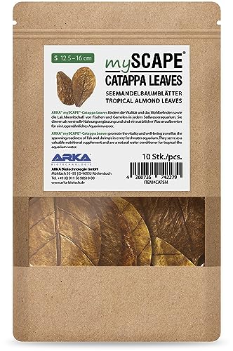 ARKA mySCAPE-CATAPPA Leaves | Seemandelbaumblätter | 12,5-16cm | 10 Stück | Natürlicher Wasseraufbereiter für Fische & Garnelen im Süßwasseraquarium | Fischfutter & Garnelenfutter von ARKA