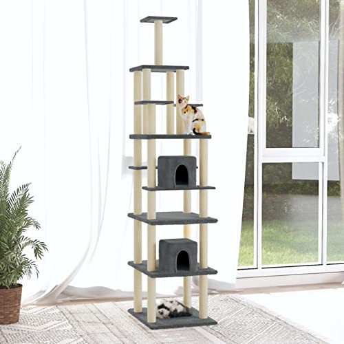 ARKEM Kratzbaum mit Sisal-Kratzsäulen Dunkelgrau 216 cm Deckenspanner Kletterwand Katzen Katzen Baum von ARKEM