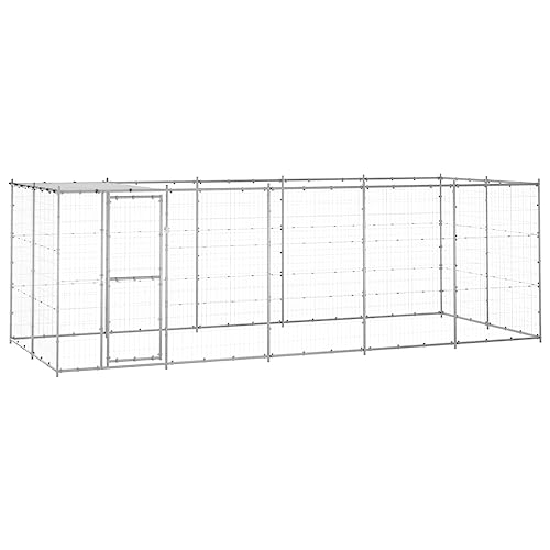 ARKEM Outdoor-Hundezwinger mit Überdachung Verzinkter Stahl 12,1 m² Kennel Mit Verkleidung Wurfbox FüR Hunde von ARKEM