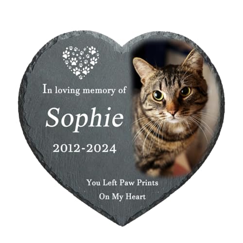 ARLTTH Benutzerdefinierte Katze Memorial Steine,personalisierte Haustier Memorial Steine,Katze Memorial Geschenke für Verlust der Katze,Geschenke für Katzenliebhaber (Herz-1) von ARLTTH