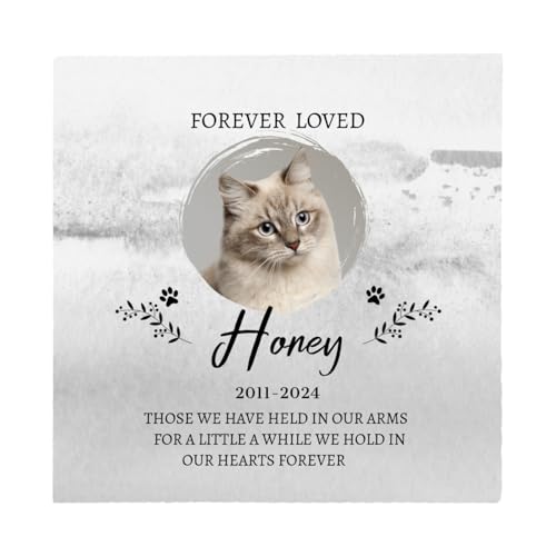 ARLTTH Benutzerdefinierte Katze Memorial Steine,personalisierte Haustier Memorial Steine,Katze Memorial Geschenke für Verlust der Katze,Geschenke für Katzenliebhaber (Quadrat-1) von ARLTTH