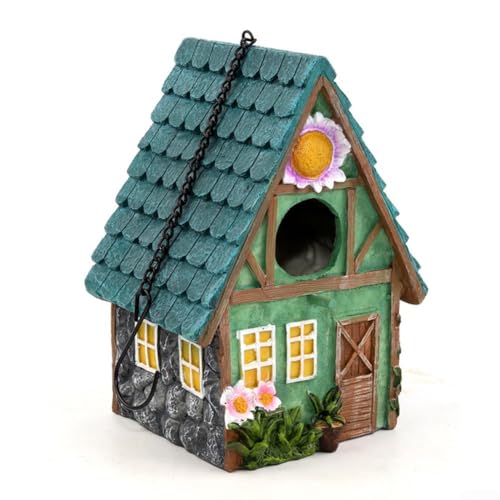 Hängendes Vogelhaus für kleine Vögel, exquisites Blumendesign aus Kunstharz, perfekt für Gärten und Terrassen von ARMYJY