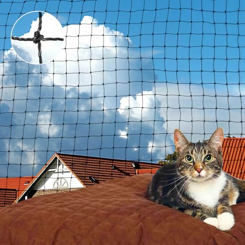 AROMUJOY Katzennetz Für Balkon, 6x3 M Katzennetz Drahtverstärkt, Balkonnetz Robust Biss- Und Reißfest UV-Beständig mit Befestigungsseil Nägel, Katzenschutznetz für Balkonen, ​Terrassen und Fenstern von AROMUJOY