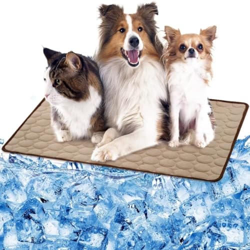 ARRITS Haustier Kühlmatte für Hunde Katzen, Selbstkühlende Hundematte Pet Dog Cooling Mat Bett Kühldecke, Waschbare rutschfeste Sommer Kühlmatte Hund kühlmatte Katze Kühlkissen (L, Braun) von ARRITS