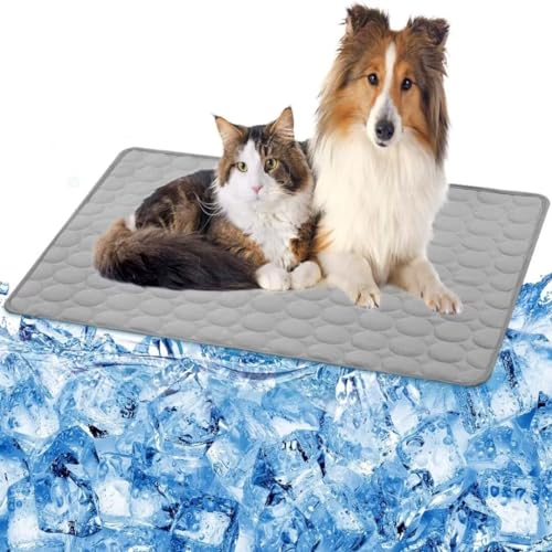 ARRITS Haustier Kühlmatte für Hunde Katzen, Selbstkühlende Hundematte Pet Dog Cooling Mat Bett Kühldecke, Waschbare rutschfeste Sommer Kühlmatte Hund kühlmatte Katze Kühlkissen (L, Grau) von ARRITS