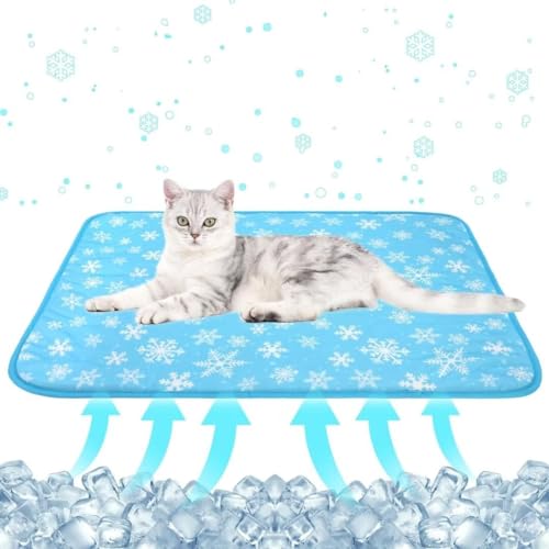 ARRITS Kühlmatte für Hunde Katzen, Sommer Kühlmatte Hund Bett Kühldecke, Waschbare rutschfeste Selbstkühlend Hundematte, kühlmatte für Katzen Kühlkissen für Klein Haustiere (XL, Blau Schneeflocke) von ARRITS