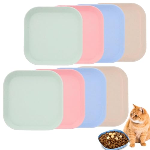 8 Stück Katzennapf, Katzenteller, Katzennapf Flach, Futternapf Katze, Katzenfutter Napf, Katzenteller für Kätzchen, Kurzbeinige, Welpen Oder Andere Kleintiere(Beige, Blau, Rosa, Grün) von ARROMI