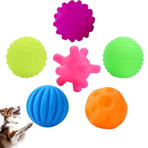 ARROMI 6 Stück Hundespielzeug Quietschend, Hundeball Unzerstörbar, Ball Hund, Quietschspielzeug Hund Für Hunde, Weich, Federnd, Kauspielzeug Für Kleine, Mittelgroße Haustiere, Hunde, Katzen von ARROMI