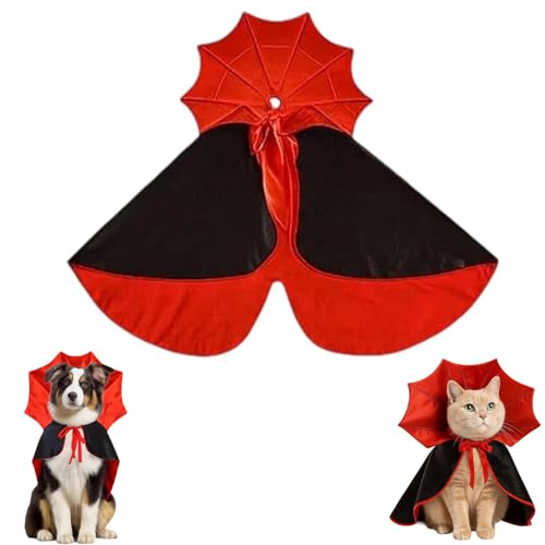 Vampirkostüm für Hunde und Katzen, Hunde-Halloween-Kostüm mit elegantem Umhang-Design, perfekt für Halloween-Partys, Haustier-Fotoshootings und Themenveranstaltungen, 50 cm Länge x 50 cm Breite Vampirkostüm für Hunde und Katzen, Hunde-Halloween-Kostüm mit elegantem Umhang-Design, perfekt für Halloween-Partys, Haustier-Fotoshootings und Themenveranstaltungen, 50 cm Länge x 50 cm Breite von ARROMI