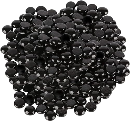 ARSUK Kiesel, Granulate, Glassteine, Kieselsteine, Wasserperlen, Glasnuggets, bunt Deko Mosaiksteine, Gerundete Dekorsteine für Vasen und Dekoration (170-180pcs / 0.955kg Schwarz) von ARSUK