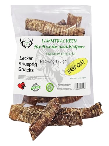 ARTISAN GIFT CO Dorrfleisch Hund Leckereien – 100% Trockenfleisch für Hunde und welpen, Geeignet für die Barf-Diät (175 g, Luftröhren von Lämmern) von ARTISAN GIFT CO