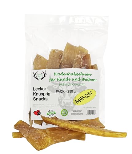 ARTISAN GIFT CO Dorrfleisch Hund Leckereien – 100% Trockenfleisch für Hunde und welpen, Geeignet für die Barf-Diät (250 g, Rinder-Halsfasersehnen) von ARTISAN GIFT CO